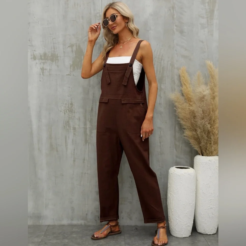 Elegant Brown Women's Jumpsuit - Picture 7 of 8